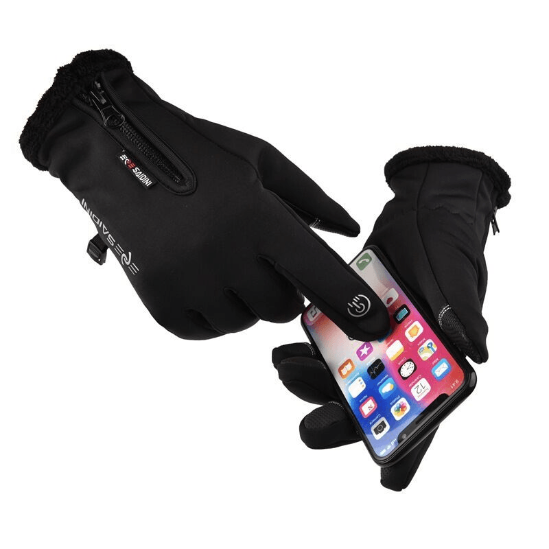 Men'S Autumn and Winter Gloves Touch Screen Zipper Waterproof Riding Outdoor - MRSLM