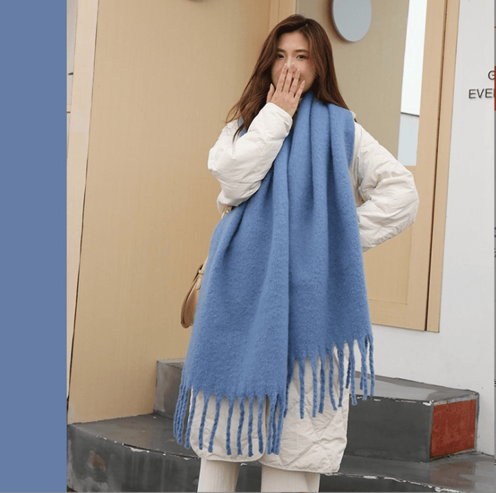 Fashion All-Match Solid Color Windproof Padded Shawl - MRSLM