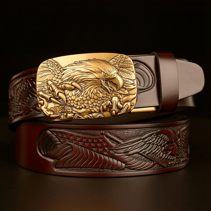 Fashion Temperament Eagle Head Automatic Buckle Men'S Belt - MRSLM