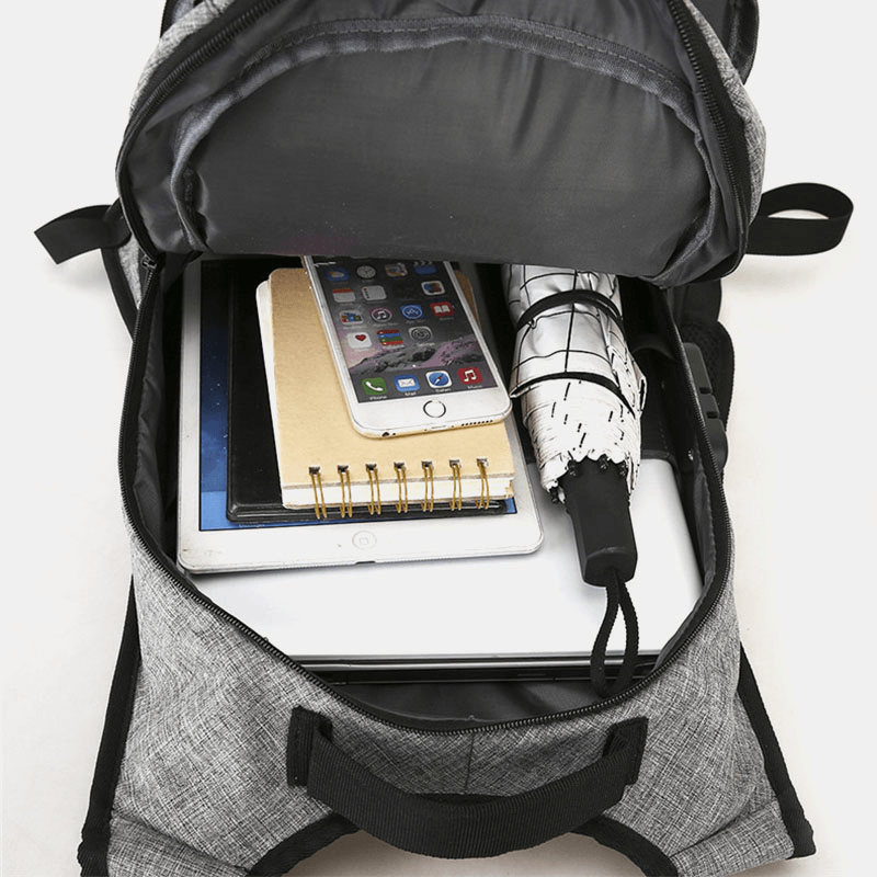 Men Business Patchwork Color 15.6 Inch Labtop Computer Bag with USB Charging Passwork Lock School Bag Backpack - MRSLM
