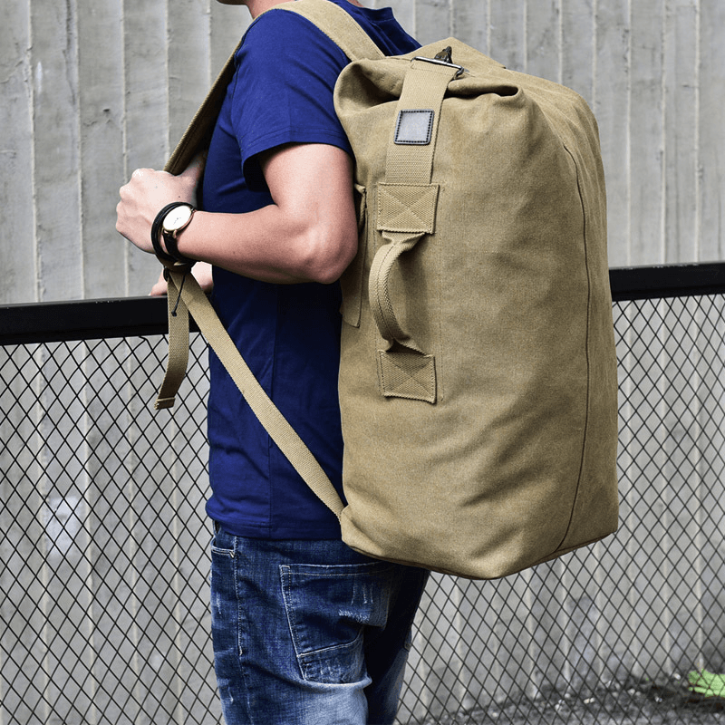 Men Large Capacity Canvas Travel Backpack Outdoor Travel Bag - MRSLM