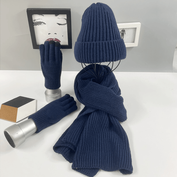 Multi-Piece Knitted Scarf Hat and Gloves Three-Piece Set - MRSLM