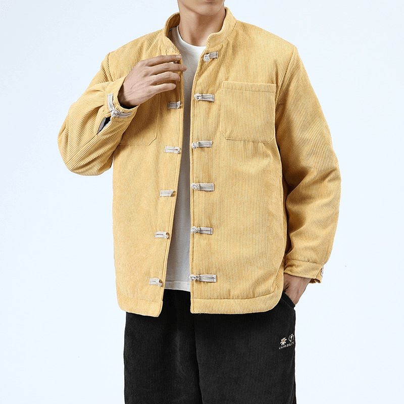 Men'S Casual Cotton-Padded Buckle Top Coat - MRSLM