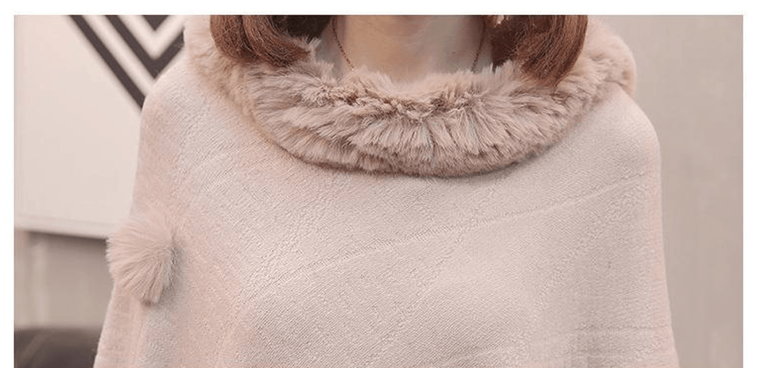 Loose Outer Wear Fur Collar Bat Shirt with Hand-Woven Tassels - MRSLM
