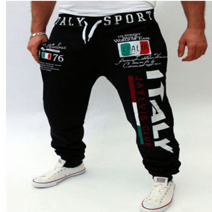 Men'S Letter Digital Print Casual Pants - MRSLM