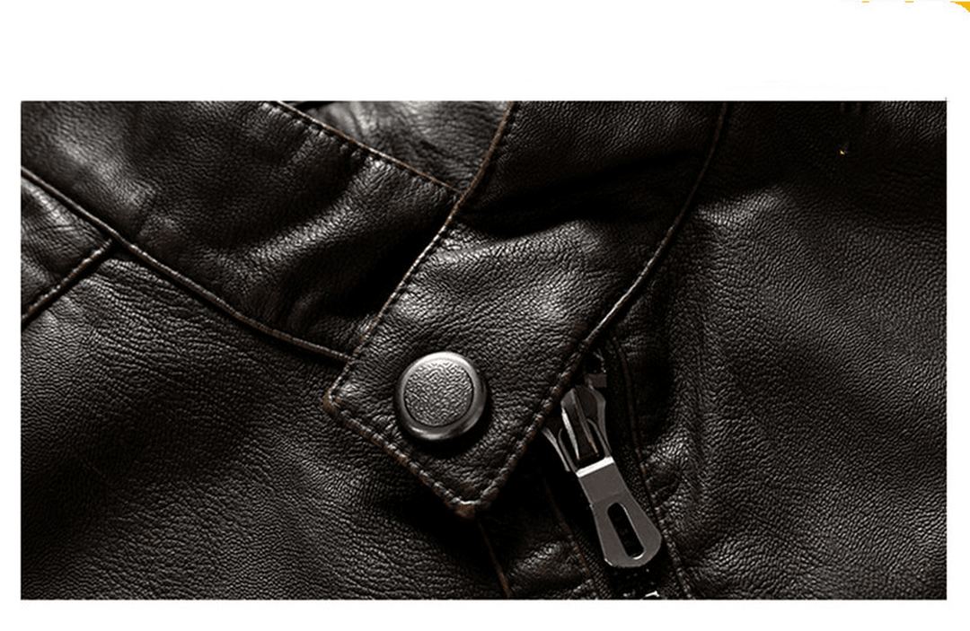 Middle-Aged and Elderly Fall Winter Men'S Leather Pu Jacket Jacket Slim Business Casual Men'S - MRSLM