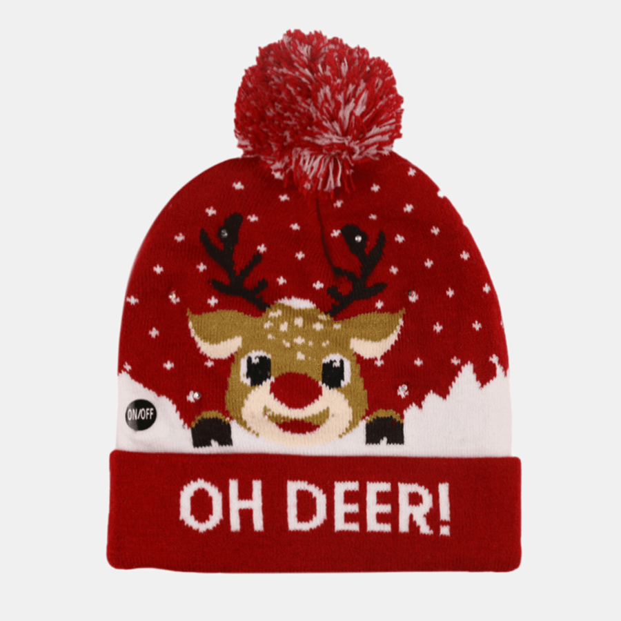 Christmas Snowman Elk Christmas Tree Cuffed Ball Knit Hat - MRSLM