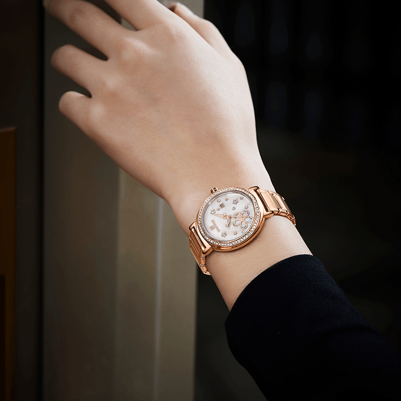 NAVIFORCE 5016 Date Display Full Steel Ladies Wrist Watch Crystal Classic Design Quartz Watch - MRSLM