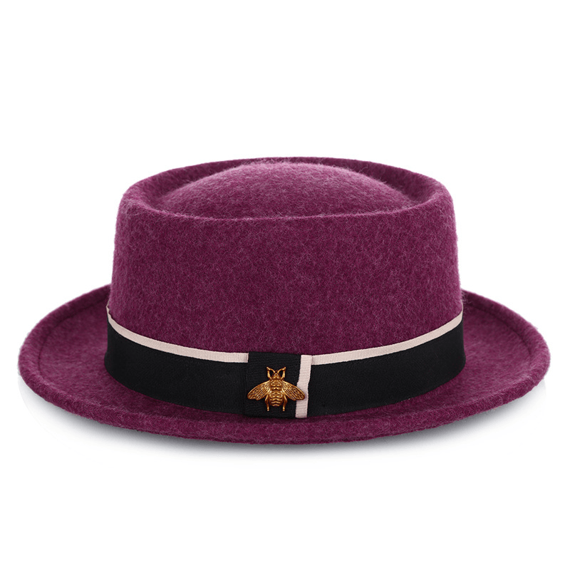 Ladies Pure Wool Ladies Fashion Little Bee Accessories Top Hat - MRSLM