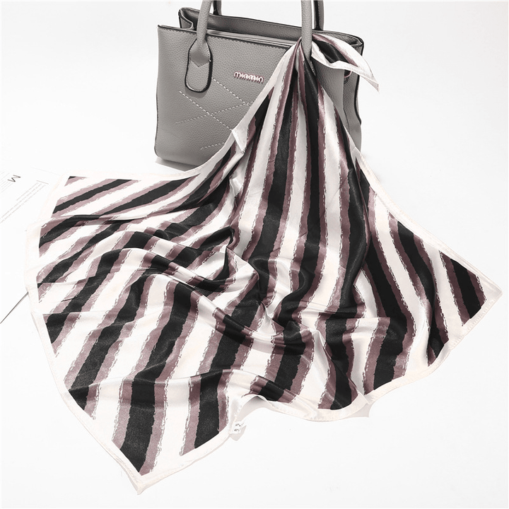 Color Blocking Striped Small Square Scarf - MRSLM