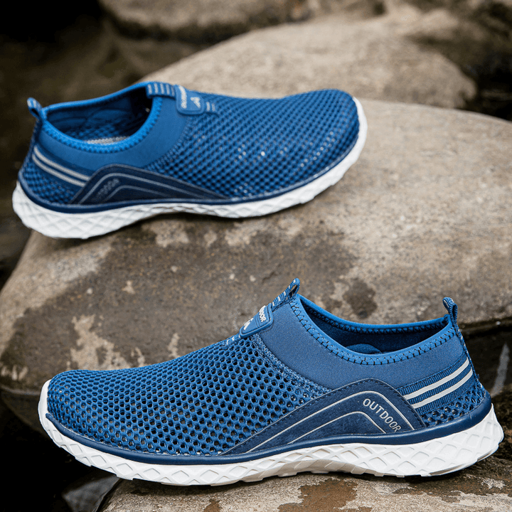 Men Mesh Breathable Non Slip Lightweight Comfy Slip on Outdoor Casual Wading Shoes - MRSLM