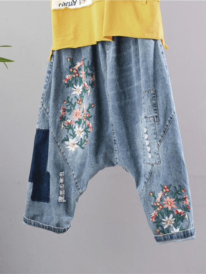 Patchwork Embroidery Vintage Jeans - MRSLM