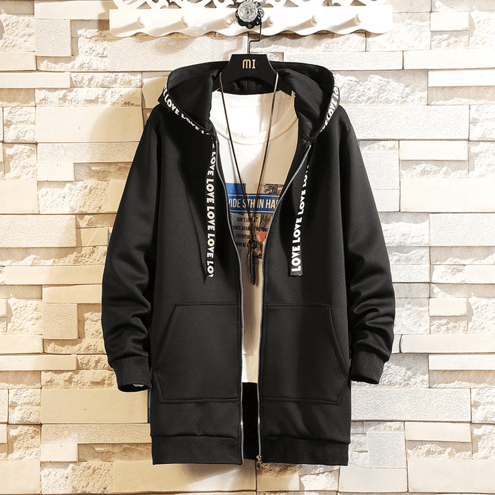 Men'S Fashion Solid Color Hooded Mid-Length Coat - MRSLM