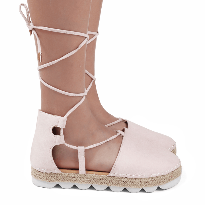 Womens Strappy Espadrilles plus Size Casual Solid Color Summer Platform Sandals - MRSLM