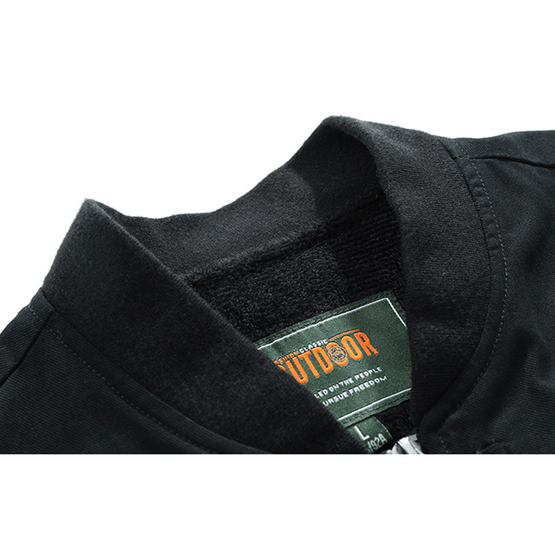 Mens Warm Fleece Liner Pockets Trendy Cargo Cotton Jacket - MRSLM