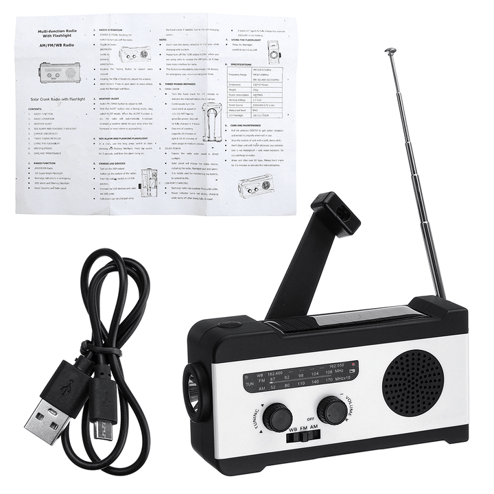 Portable Multifunctional AM/FM/WB Radio Pocket Speakers Solar Hand Crank Radio - MRSLM