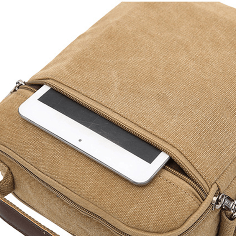 Men Canvas Sling Bag Messenger Bag Small Travel Crossbody Bag Fit 9.7-Inch Ipad - MRSLM