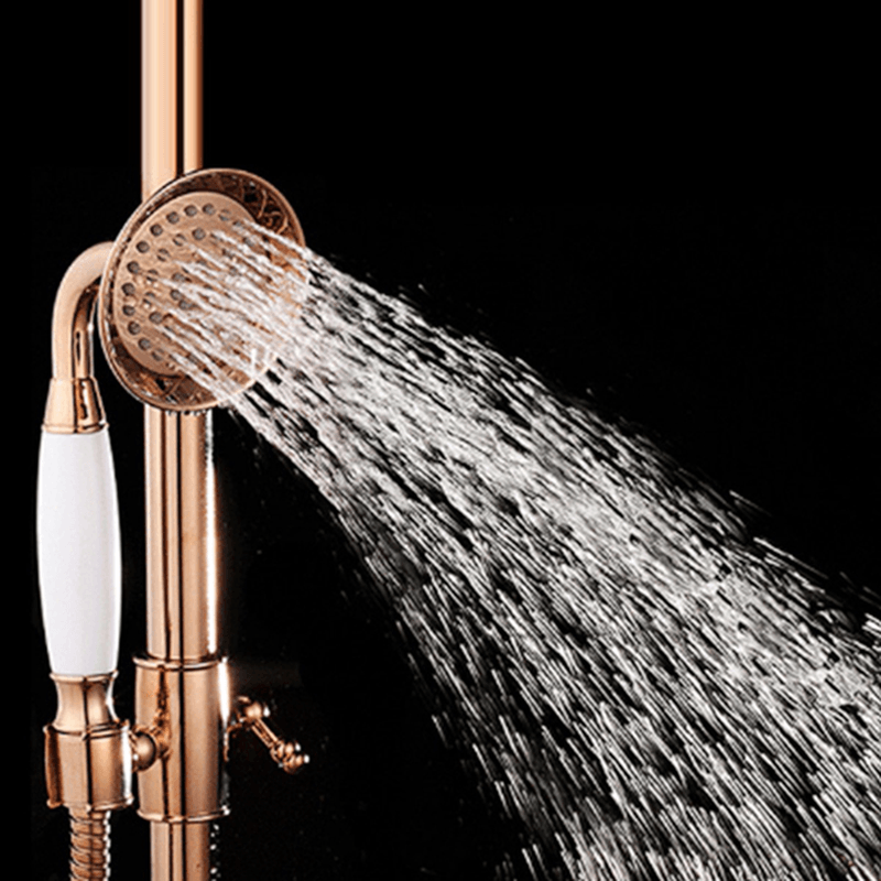 203X130Mm Luxury European Chrome Golden Color Shower Spray Bathroom Faucet Bath Set Accessories - MRSLM