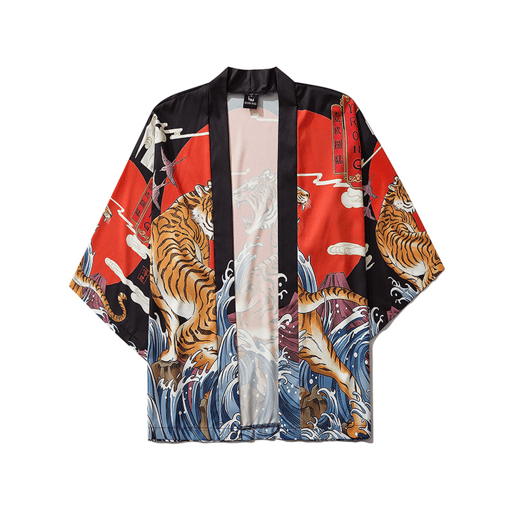 Japanese Ukiyo-E Robe Costume Tiger Print Kimono - MRSLM