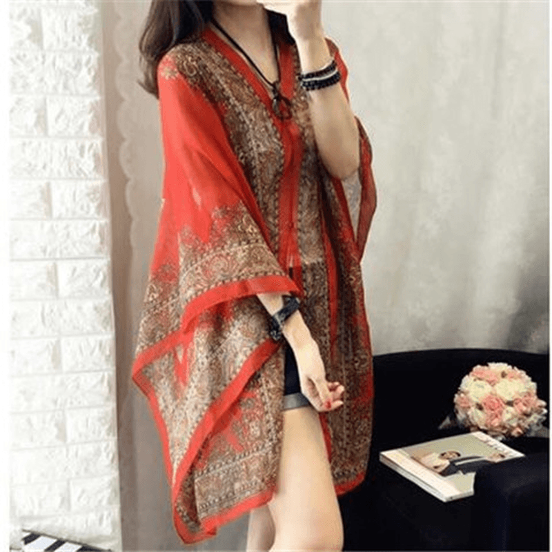 Fashionable Women'S Multifunctional Printed Chiffon Shawl - MRSLM