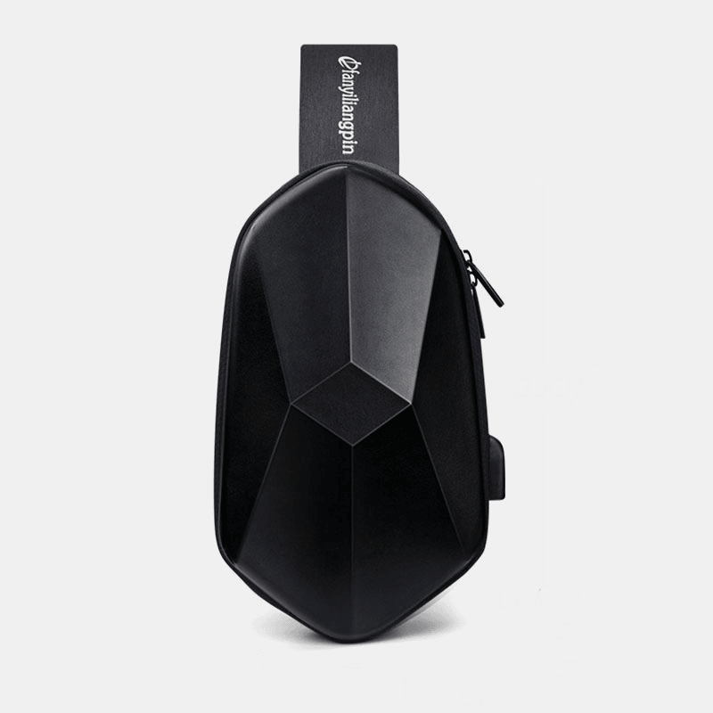 Unisex Classic 3D Rhombus Design USB Charging Chest Bag Multi-Pockets Waterproof Wearable All-Match Full Texture Crossbody Bags - MRSLM