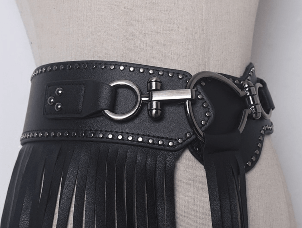 Personalized Long Fringe Fashion Buckle Wide Girdle Belt Belt - MRSLM