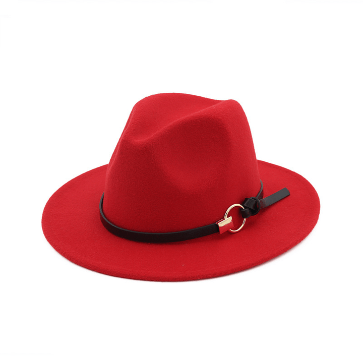 Simple Belt Flat Brim and Big Rim All-Match Jazz Hat - MRSLM