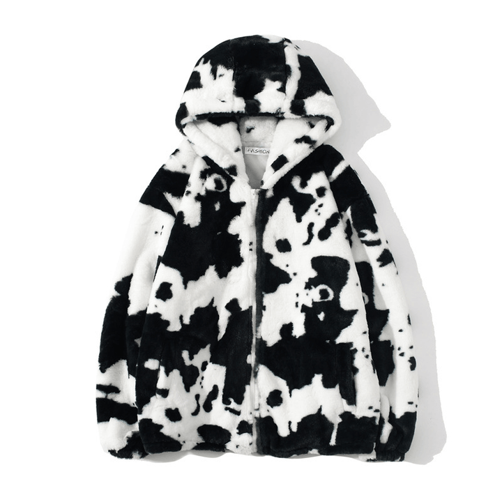 Winter Cows and Lambs Woolen Coat for Men and Women Thickened plus Velvet Coat Korean Version of Loose Ins Woolen Couple Cotton Clothing Tide - MRSLM