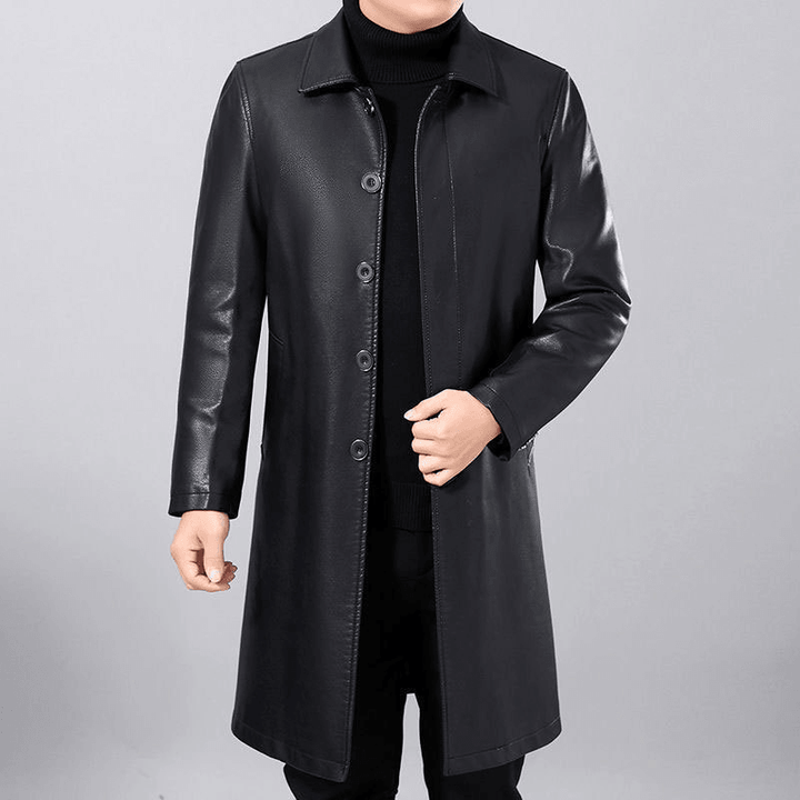 Men'S Lapel Fur One-Piece Over-The-Knee Jacket - MRSLM