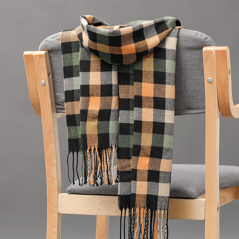 British Plaid Imitation Cashmere Tassels Couple Parent-Child Men'S Scarf - MRSLM