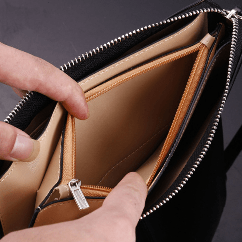 Woman PU Patchwork Line Wallet Elegant Ultra Thin Wristlet Wallet Phone Wallet - MRSLM
