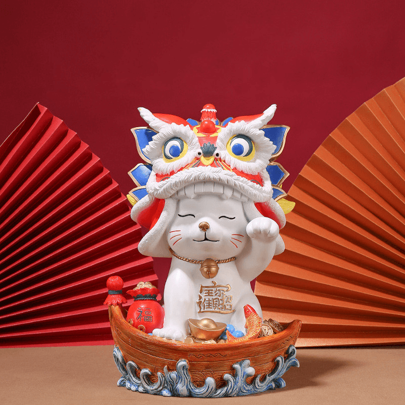 Yazun YZ3696 New Chinese Style Ornament Resin Crafts Desktop Simple Crafts Lucky Cat Gift Box Packaging - MRSLM
