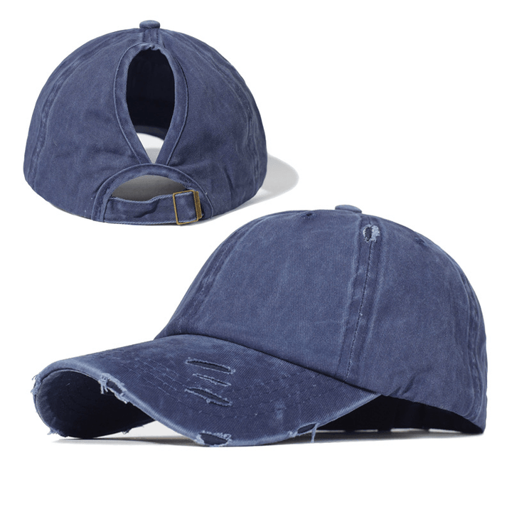 Hole in Cotton Washed Ponytail Baseball Cap - MRSLM