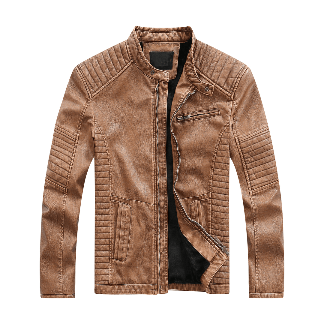 3New Style Washed Men'S Pu Leather Jacket - MRSLM