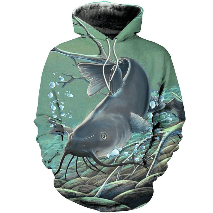 Fishing Enthusiasts Hoodie Digital Printing Outdoor Sports Loose Hoodie with Hood - MRSLM