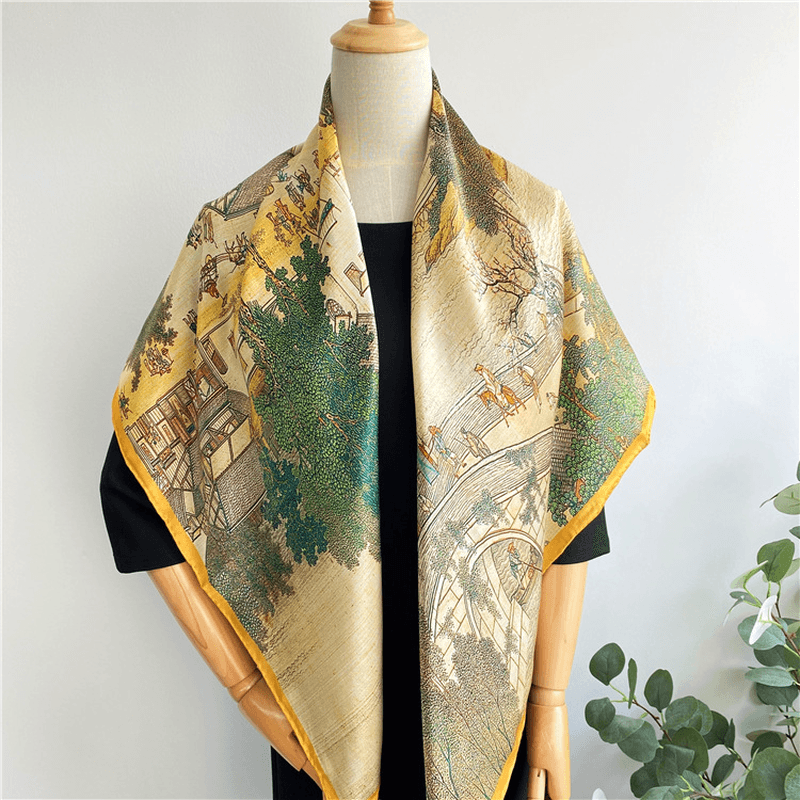 Silk Scarf Large Square Scarf Women Shawl - MRSLM