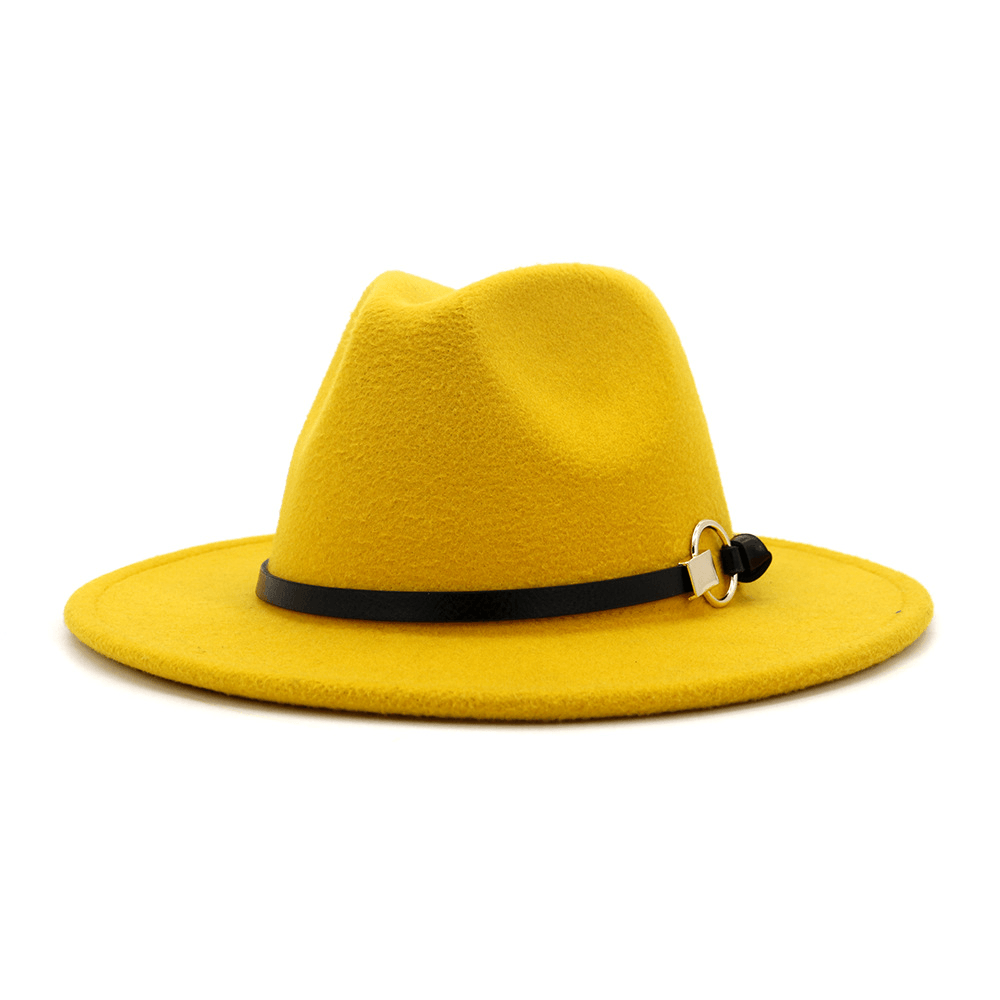 Simple Belt Flat Brim and Big Rim All-Match Jazz Hat - MRSLM