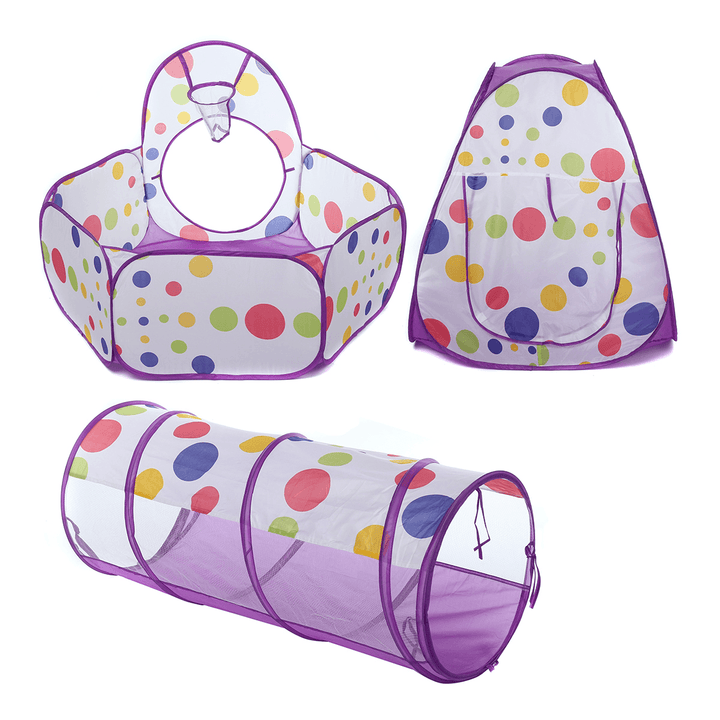 3-In-1 Kids Tent Toddlers Tunnel Cubby Ball Pool Baby Playhouse Toys Children Gift - MRSLM