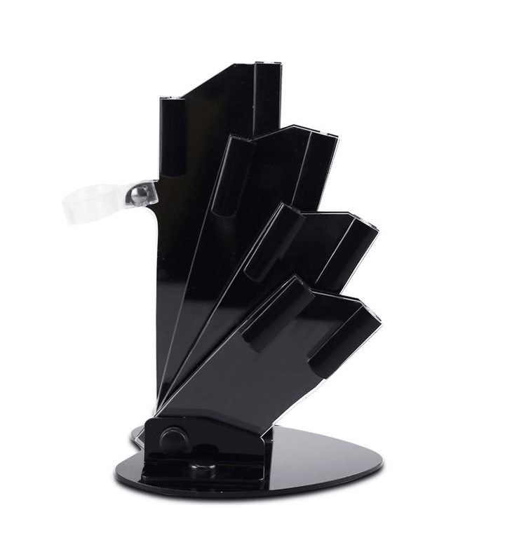 MYVIT Acrylic Black Knife Holder for 3" 4" 5" 6" Knife + Peeler Knife Blocks Stand for Ceramic Knife Set - MRSLM