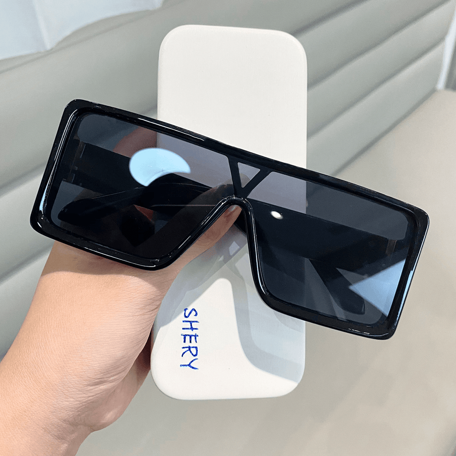 Large Frame Sunglasses Thick Frame One-Piece Lens Sunglasses Anti-Ultraviolet Sun Visor Glasses Men - MRSLM