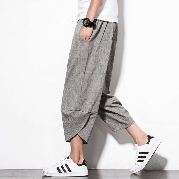 Linen Pants Summer Men'S Cropped Shorts Youth Wide - MRSLM