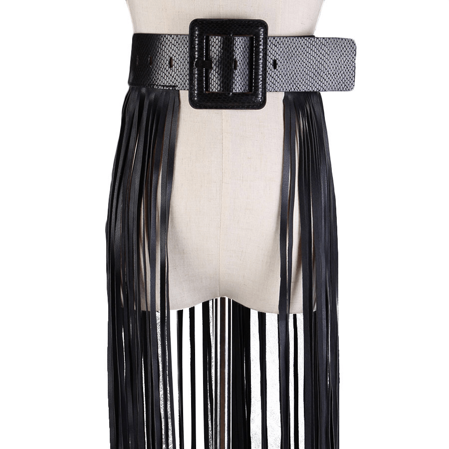 Fringed Belt Wild Snakeskin Pattern Decorative Girdle - MRSLM