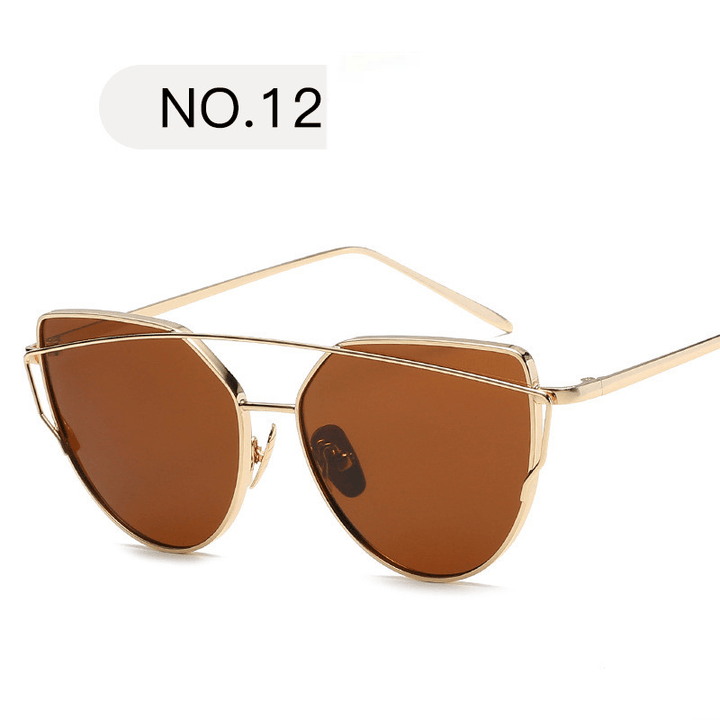 Design Mirror Rose Gold Vintage Cateye Fashion Sun Glasses Lady Eyewear - MRSLM