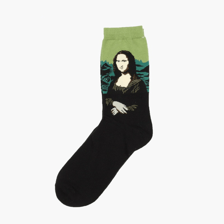Unisex Mona Lisa Oil Painting Cotton Tube Socks - MRSLM