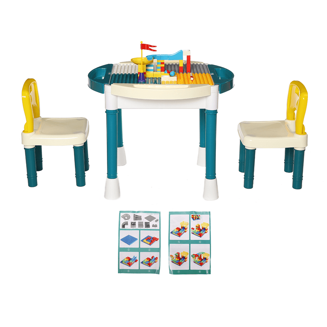 Children Building Blocks Kids Table and Chairs Set Toy Bricks Activity Play Baby - MRSLM