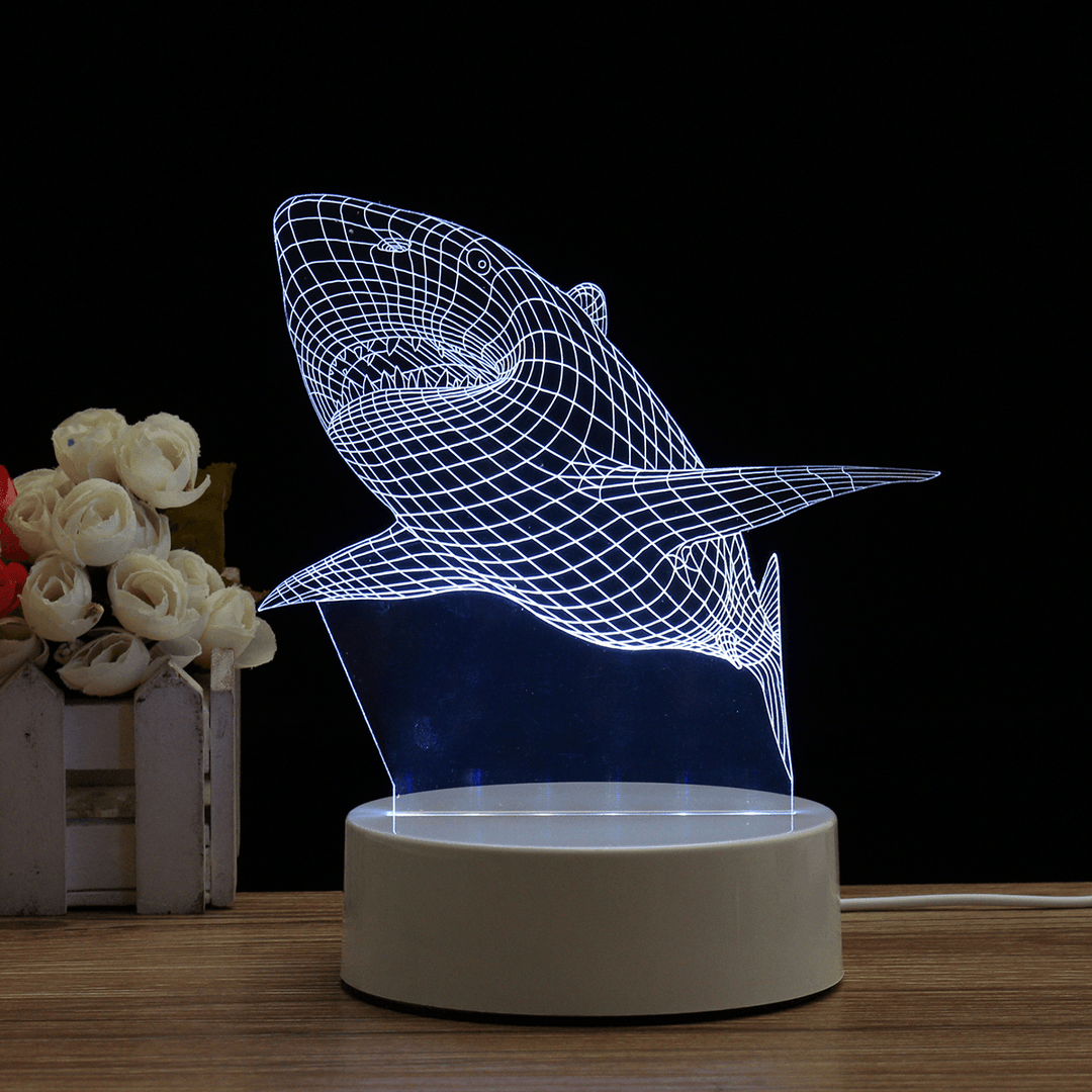 Acrylic Shark Color Changeable 3D LED Touch Control Table Lamp Holiday Gifts Decorations - MRSLM