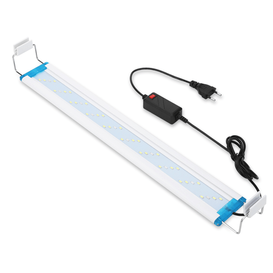 Super Slim LED Aquarium Lighting Aquatic Plant Light 18-58CM Extensible Waterproof Clip on Lamp for Fish Tank 90-260V Blue+White Light - MRSLM