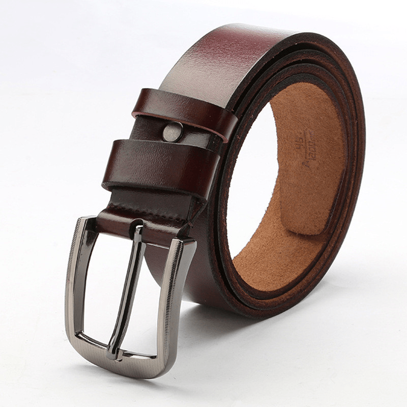 Men'S Explosive Leather Simple Retro Pin Buckle Belt - MRSLM