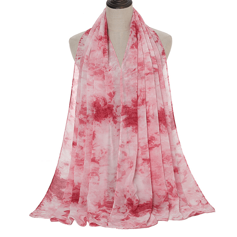 Tie-Dye Printed Pearl Chiffon Scarf Shawl - MRSLM