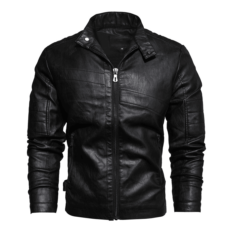 Middle-Aged and Elderly Fall Winter Men'S Leather Pu Jacket Jacket Slim Business Casual Men'S - MRSLM